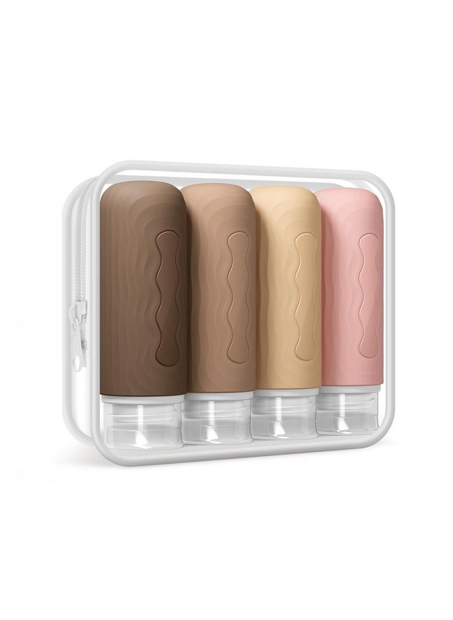 Travel Silicone Bottles For Toiletries, Tsa Approved 3Oz Travel Size Containers And Bpa Free Leak Proof Silicone Squeezable, Refillable Travel Accessories For Shampoo Conditioner Lotion(4 Pack)