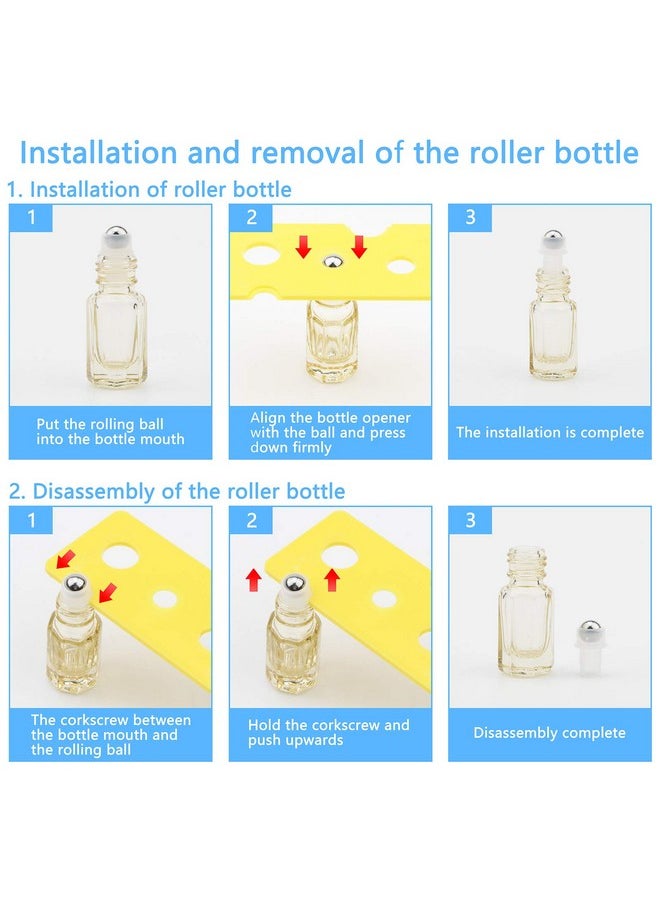 Essential Oil Roller Bottles, 8Pcs 3Ml Roll-On Bottles With Opener Funnel, Mini Glass Massage Roller Bottles Roll On Vials For Perfume Lip Balms Aromatherapy, Bright Yellow