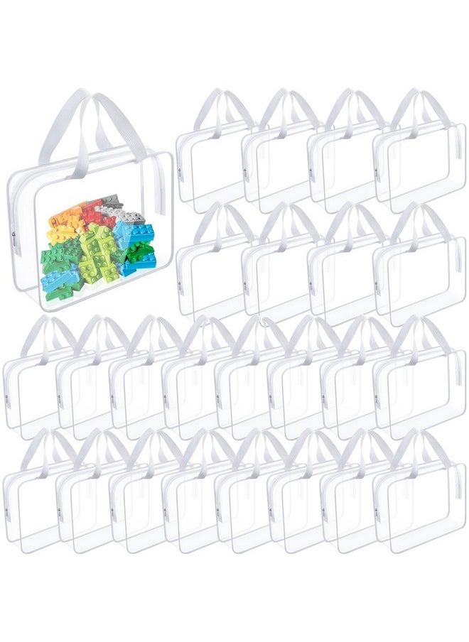 24 Pcs Large Toy Storage Bags Clear Makeup Bags Pvc Organizing Bags Cosmetic Bags Tote Bags Storage Purse Bulk Waterproof Toy Bags For Board Games(White)