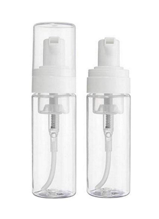 2Pcs Empty Plastic Foaming Dispenser Foam Pump Bottles Travel Soap Bottles For Facial Cleanser Hand Soap Shampoo Shower Gel (Clear,100Ml/3.4Oz)