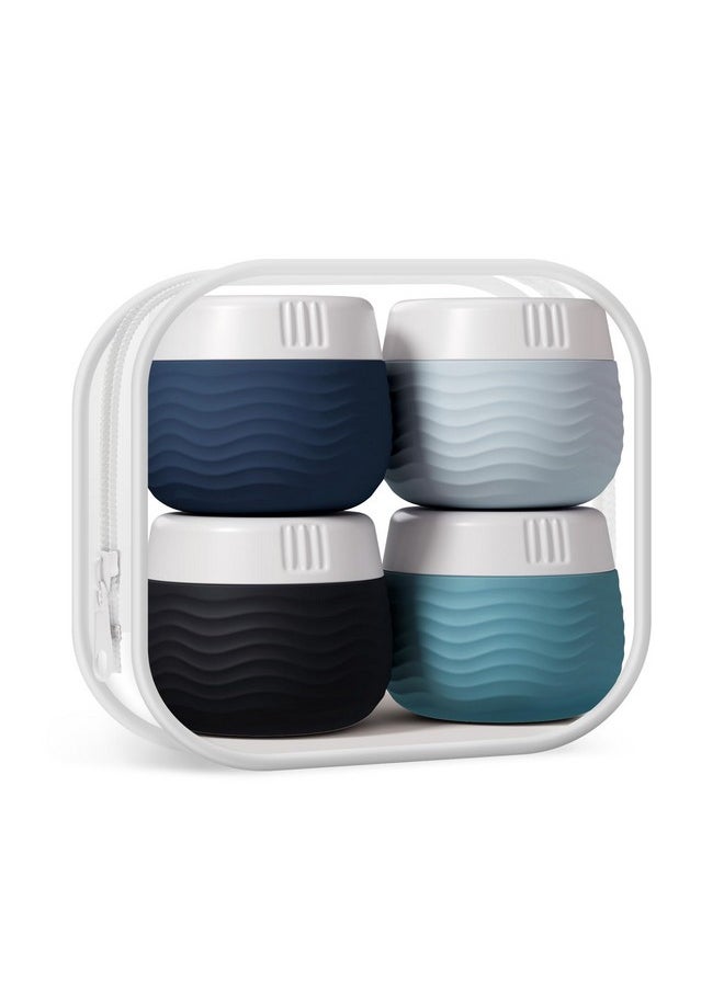Travel Containers For Toiletries, Silicone Cream Jars, Tsa Approved Travel Size Containers, Leak-Proof Travel Essentials/Accessories With Lid For Cosmetic Face Body Cream(4 Pack)