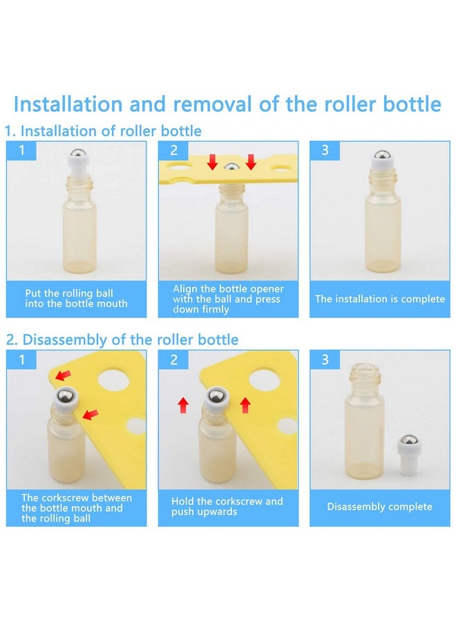 Glass Roll-On Bottles Set, 10Pcs 5Ml Roller Bottles With Opener, Stainless Steel Roller Balls Roller Bottles Vials For Essential Oil Fragrance Perfume Aromatherapy Lip Balms, Yellow