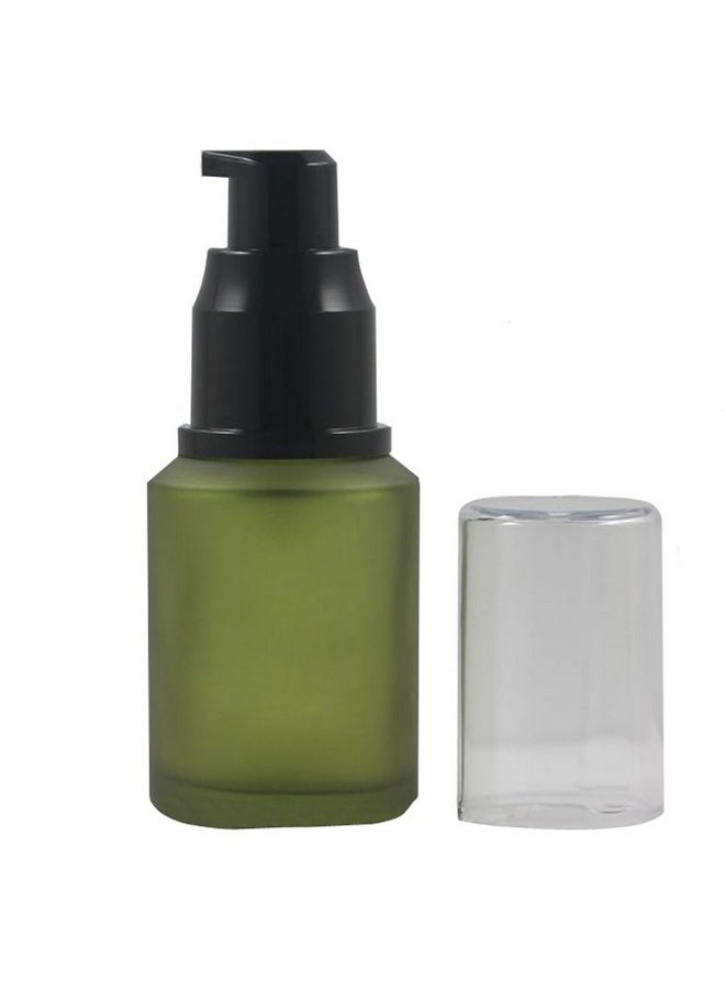 1Pcs 60Ml 1Oz Frosted Empty Glass Cosmetic Cream Lotion Pump Bottle With Black Pump Head And Anti-Dust Cap For Beauty Liquid Essential Oil Facial Cream Emulsion Travel Containers (Green)