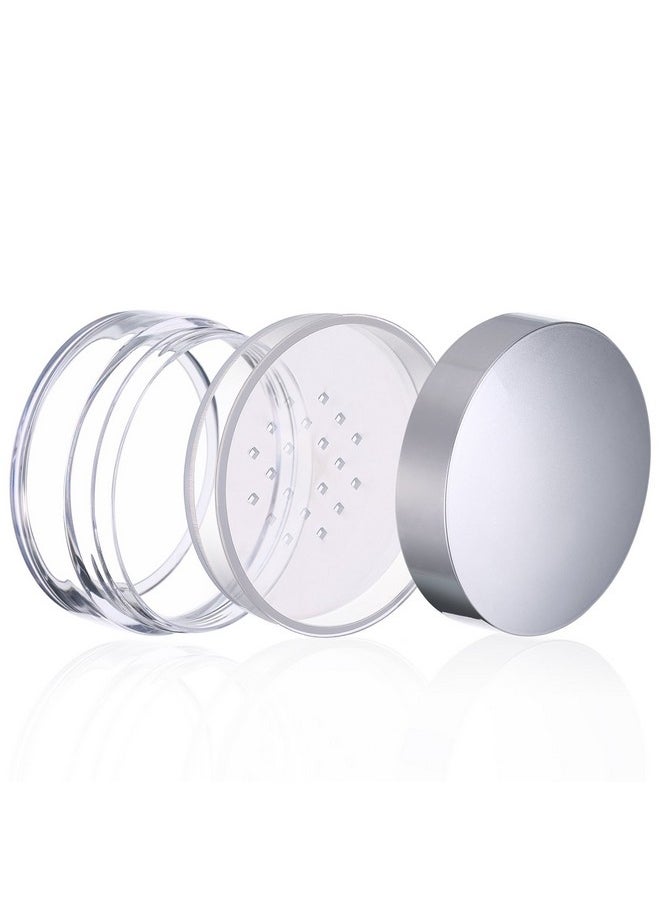 3 Pieces 50 Ml Plastic Empty Powder Case Face Powder Makeup Jar Travel Kit Blusher Cosmetic Makeup Containers With Sifter And Lids (Silver Without Powder Puff)