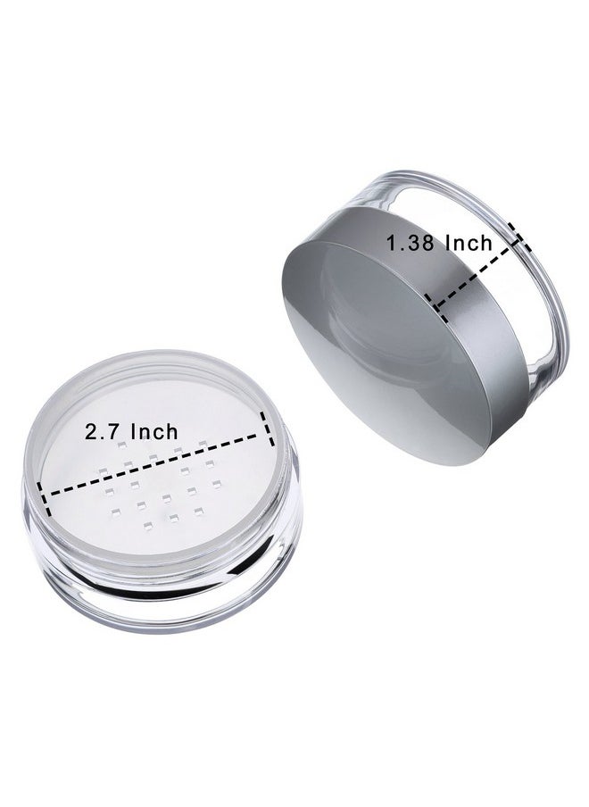 3 Pieces 50 Ml Plastic Empty Powder Case Face Powder Makeup Jar Travel Kit Blusher Cosmetic Makeup Containers With Sifter And Lids (Silver Without Powder Puff)