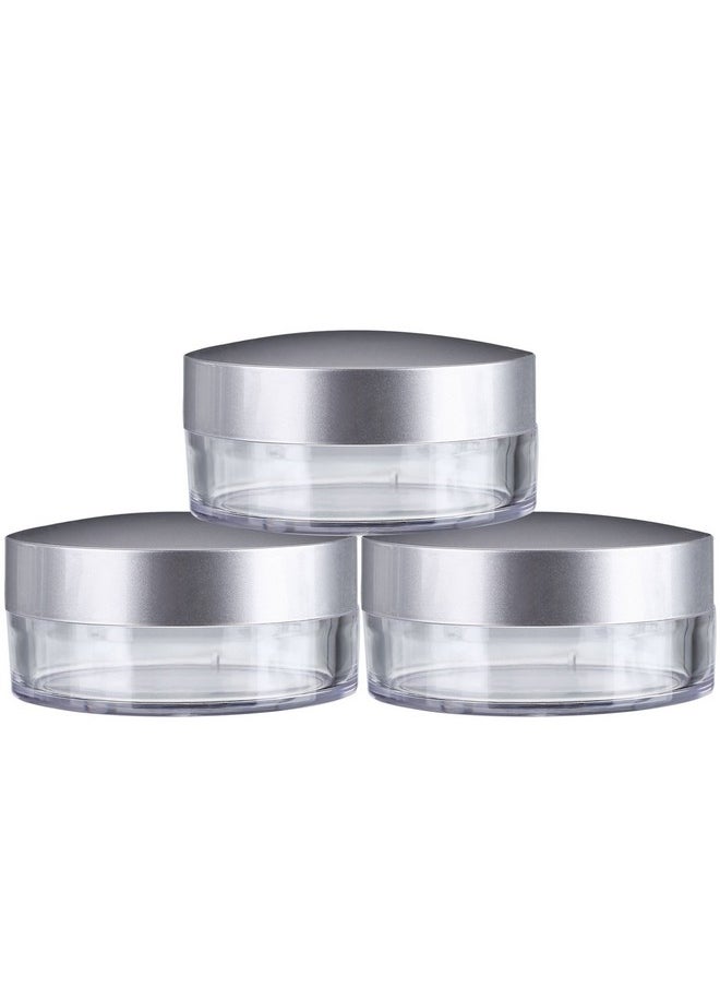 3 Pieces 50 Ml Plastic Empty Powder Case Face Powder Makeup Jar Travel Kit Blusher Cosmetic Makeup Containers With Sifter And Lids (Silver Without Powder Puff)