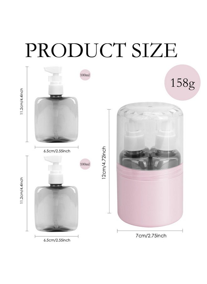 Travel Bottles For Toiletries - 2 In 1Travel Size Toiletries,Leak-Proof Refillable Plastic Bottles,Travel Size Containers For Shampoo Conditioner Lotion Liquids,Pink