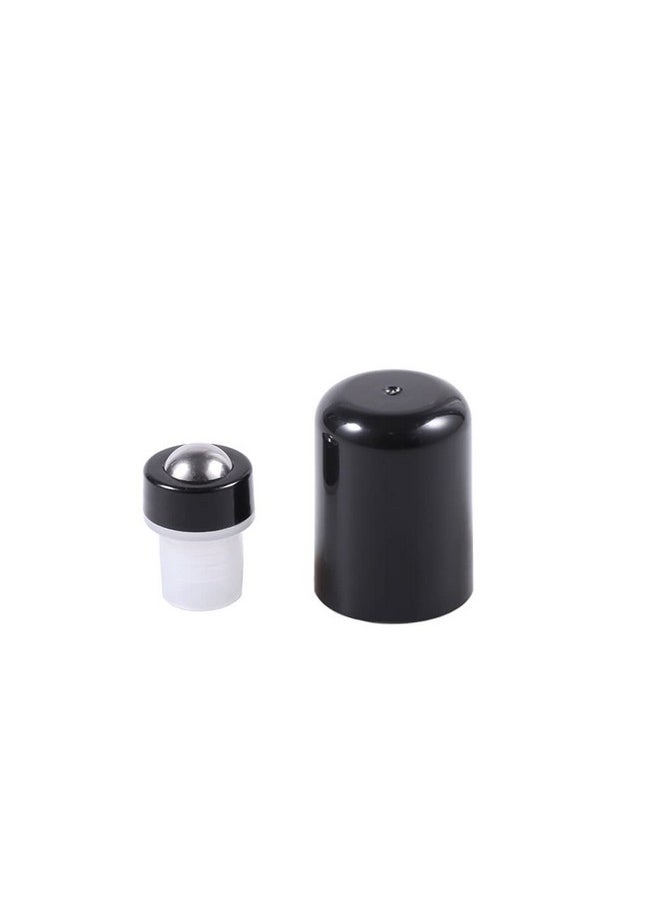 12 Pcs Essential Oil Roller Fitments Stainless Steel Roller Balls Black Cap Essential Oil Roller Inserts For 5/10/15/20/30Ml Bottles