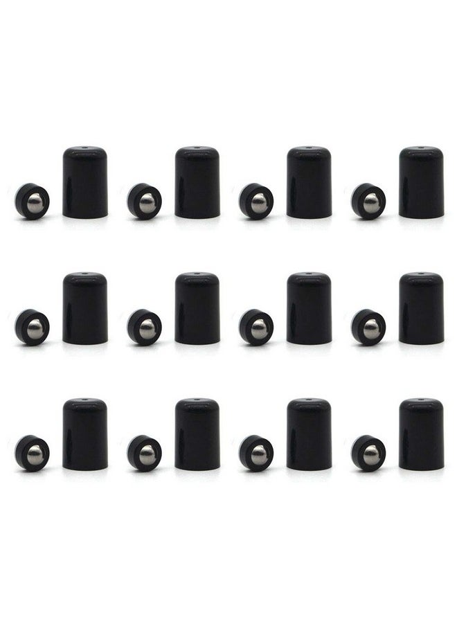 12 Pcs Essential Oil Roller Fitments Stainless Steel Roller Balls Black Cap Essential Oil Roller Inserts For 5/10/15/20/30Ml Bottles