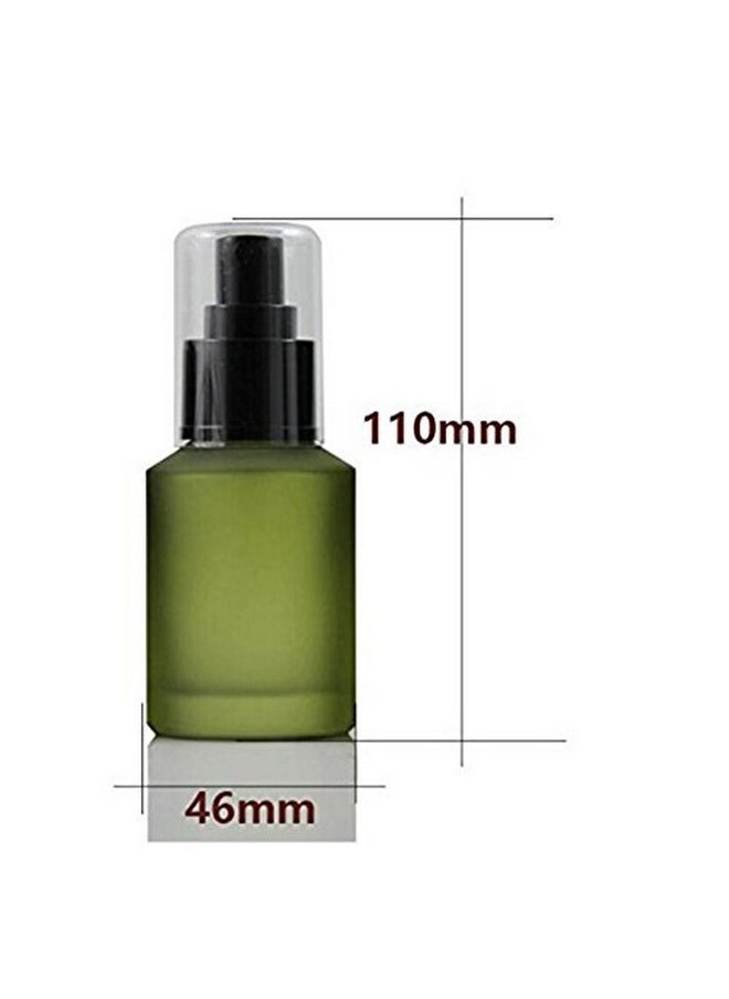 1Pc 60Ml / 2 Ounce Empty Upscale Glass Refillable Lotion Pump Bottle For Cosmetic Make Up Cream Liquid Gels Serums Separate Dispenser Container (Green)