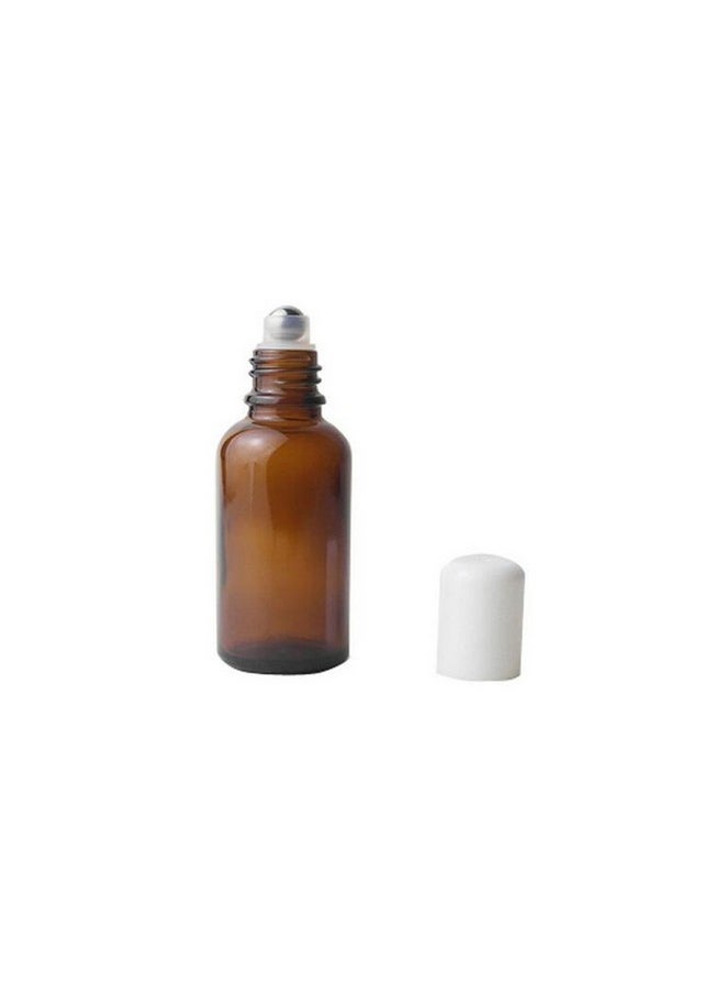 3Pcs 30Ml/ 1Oz Empty Amber Glass Roll-On Bottles With Stainless Steel Roller Balls And White Cap For Essential Oil Lip Balms Container