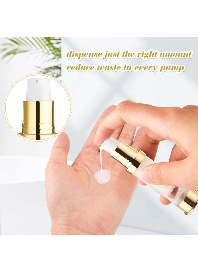 10 Pcs Empty Airless Pump Bottle Travel Cosmetic Cream Pump Bottle Refillable Vacuum Dispenser Pump Containers For Lotion Cream And More (Gold-10Ml)