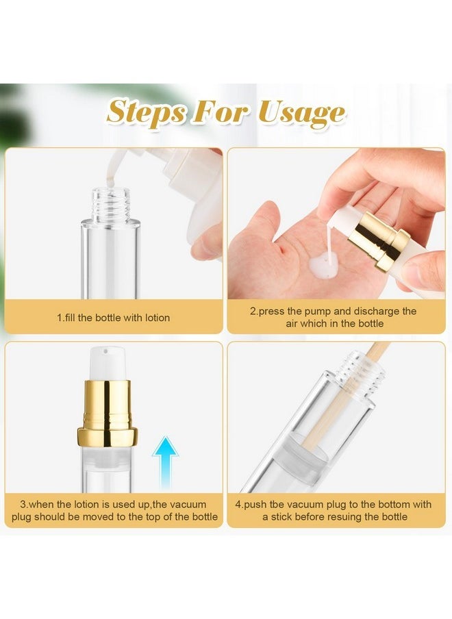 10 Pcs Empty Airless Pump Bottle Travel Cosmetic Cream Pump Bottle Refillable Vacuum Dispenser Pump Containers For Lotion Cream And More (Gold-10Ml)