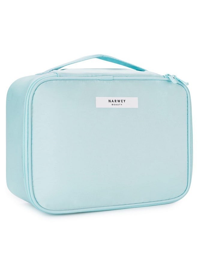 Travel Makeup Bag Large Cosmetic Bag Makeup Case Organizer For Women (Sky Blue)