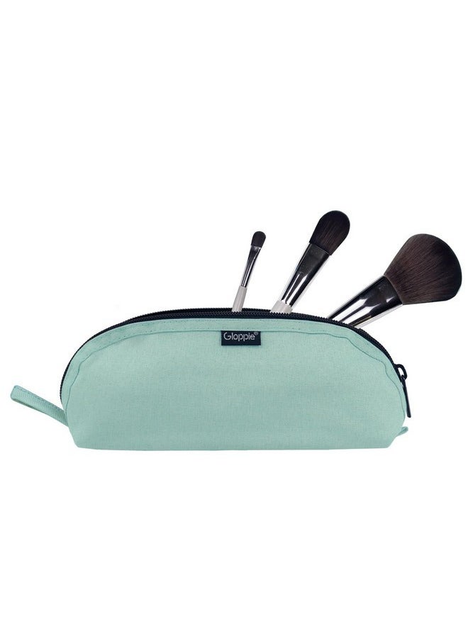 Travel Makeup Brush Holder - Small Makeup Bag Compact Cosmetic Bag, Portable Cosmetic Pouch For Organizing Brushes On-The-Go, Mint Blossom Green