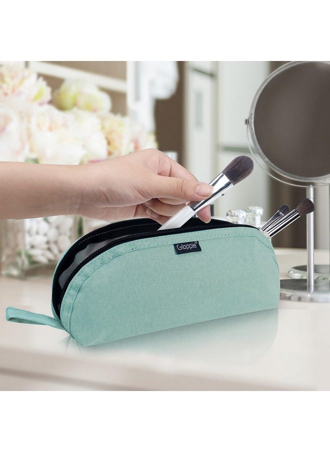 Travel Makeup Brush Holder - Small Makeup Bag Compact Cosmetic Bag, Portable Cosmetic Pouch For Organizing Brushes On-The-Go, Mint Blossom Green