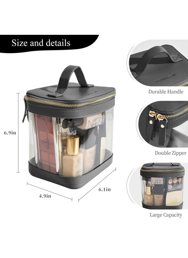 Large Clear Travel Makeup Bag For Women，Transparent Cosmetic Bag With Handle，Portable Makeup Case Organizer，Waterproof Toiletry Organizer Train Case