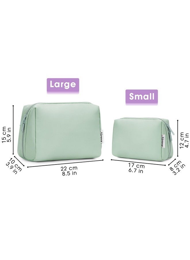 Large Makeup Bag Zipper Pouch Travel Cosmetic Organizer For Women (Large, Mint Green)