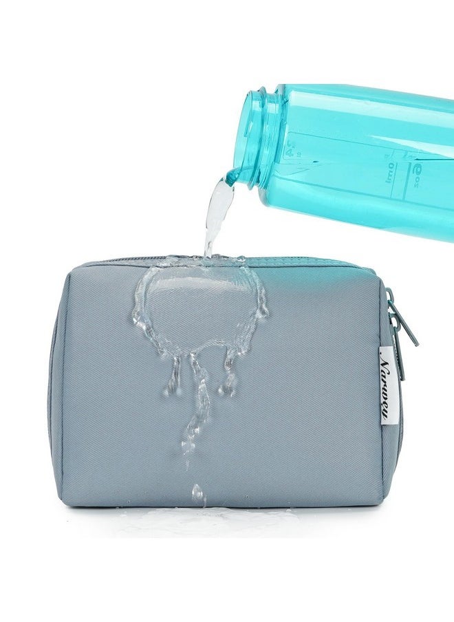 Small Makeup Bag For Purse Travel Makeup Pouch Mini Cosmetic Bag For Women (Greyish Blue, Small)