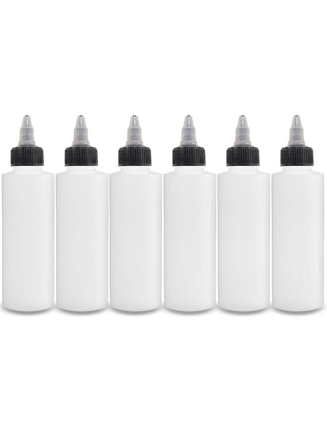 4 Oz Squeeze Bottles With Twist Top Caps, Cosmetic Bottles For Toiletries Conditioner Shampoo Lotions, Gels And More Pack Of 6, Bpa Free, Made In Usa