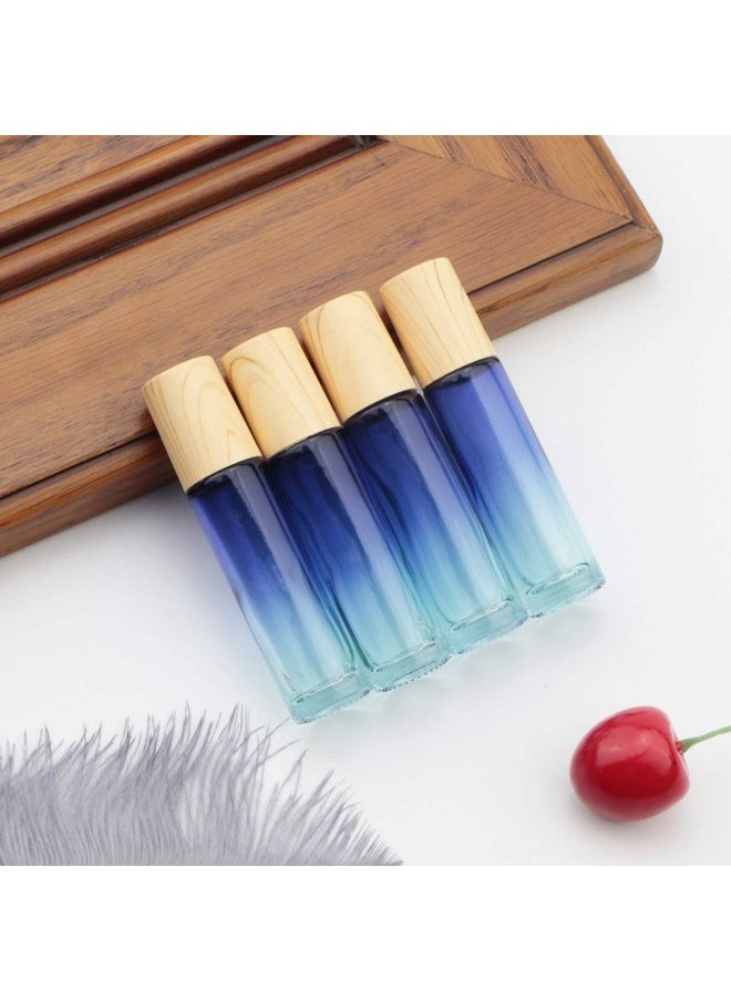 8 Pcs Glass Roller Bottles Essential Oils Perfume Roll On Bottles 10 Ml (1/3 Oz) Blue Gradient Rolling Bottles Vials Container For Oils Lip Balms