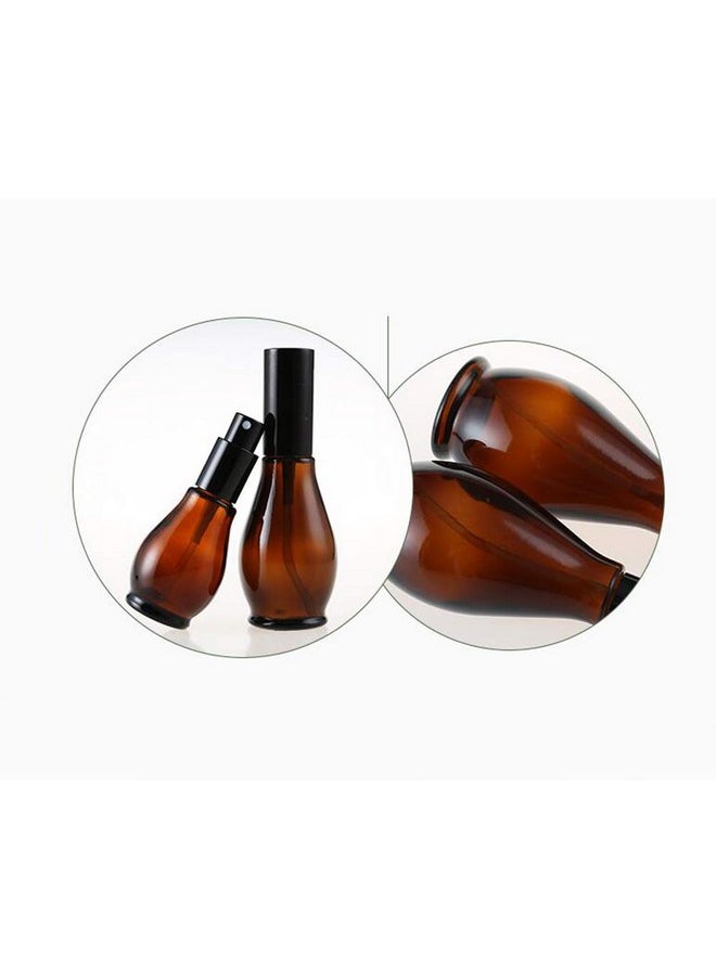 3Pcs Empty Refillable Amber Glass Spray Bottle Jars With Black Cap Cosmetic Vials Sample Packing Storage Containers Fine Mist Sprayer Automizer For Perfume Makeup Water(30Ml/1Oz)