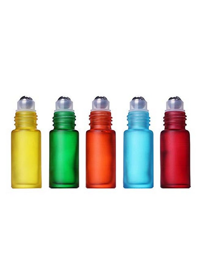 8Pcs 5Ml Colorful Frosted Roll On Bottles Glass Roller Ball For Essential Oils Refillable Massage Roller Bottles With Stainless Steel Ball Empty Containers For Aromatherapy+1Pcs Dropper