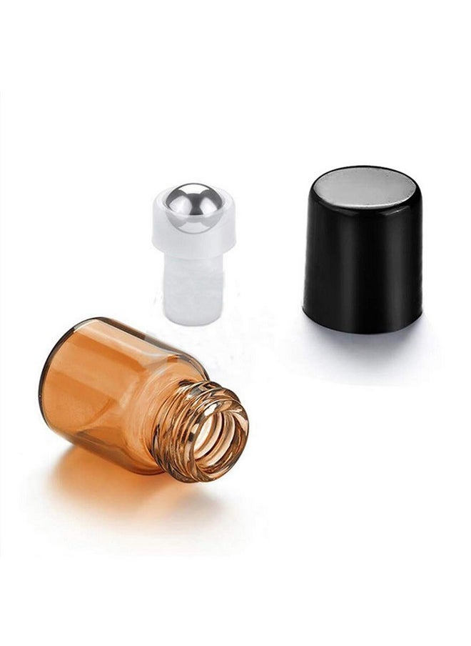 Amber Glass Roller Bottles 100 Packs 1Ml-1/4Dram Sample Vial Glass Roll On Bottles With Metal Roller Balls Roller Bottles For Essential Oils Aromatherapy Perfumes-Black Lid,1 Opener Remover Included