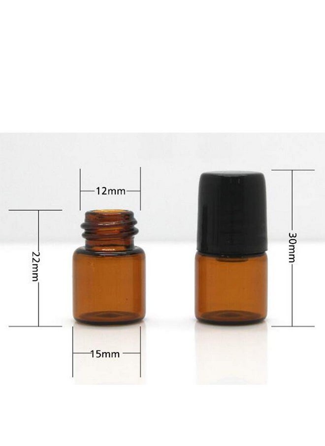 Amber Glass Roller Bottles 100 Packs 1Ml-1/4Dram Sample Vial Glass Roll On Bottles With Metal Roller Balls Roller Bottles For Essential Oils Aromatherapy Perfumes-Black Lid,1 Opener Remover Included