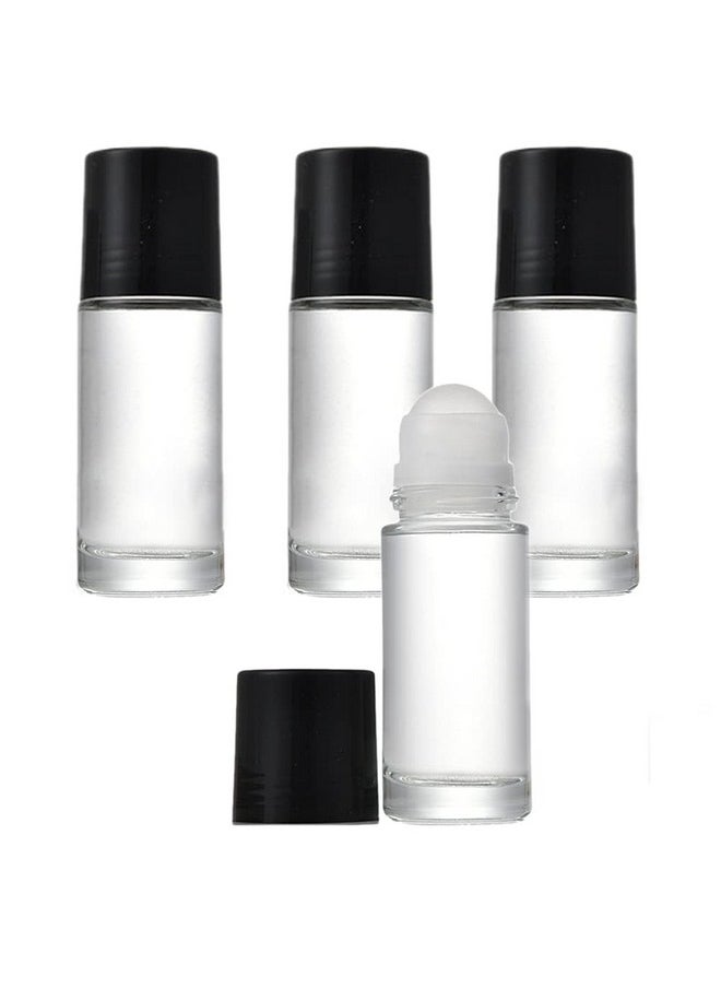 4 Pack Of 1.7Oz/50Ml Glass Roll On Bottles Deodorant Roller Bottles Travel Deodorant Containers Diy Rollerball Bottles For Perfume Sunscreen Moisturizer Cosmetics