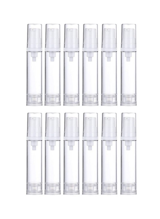 12 Pcs Vacuum Lotion Bottles Plastic Empty Airless Pump Bottles Travel Diy Cosmetic Cream Pump Bottles Makeup Foundation Toiletries Liquid Vacuum Container (10Ml)