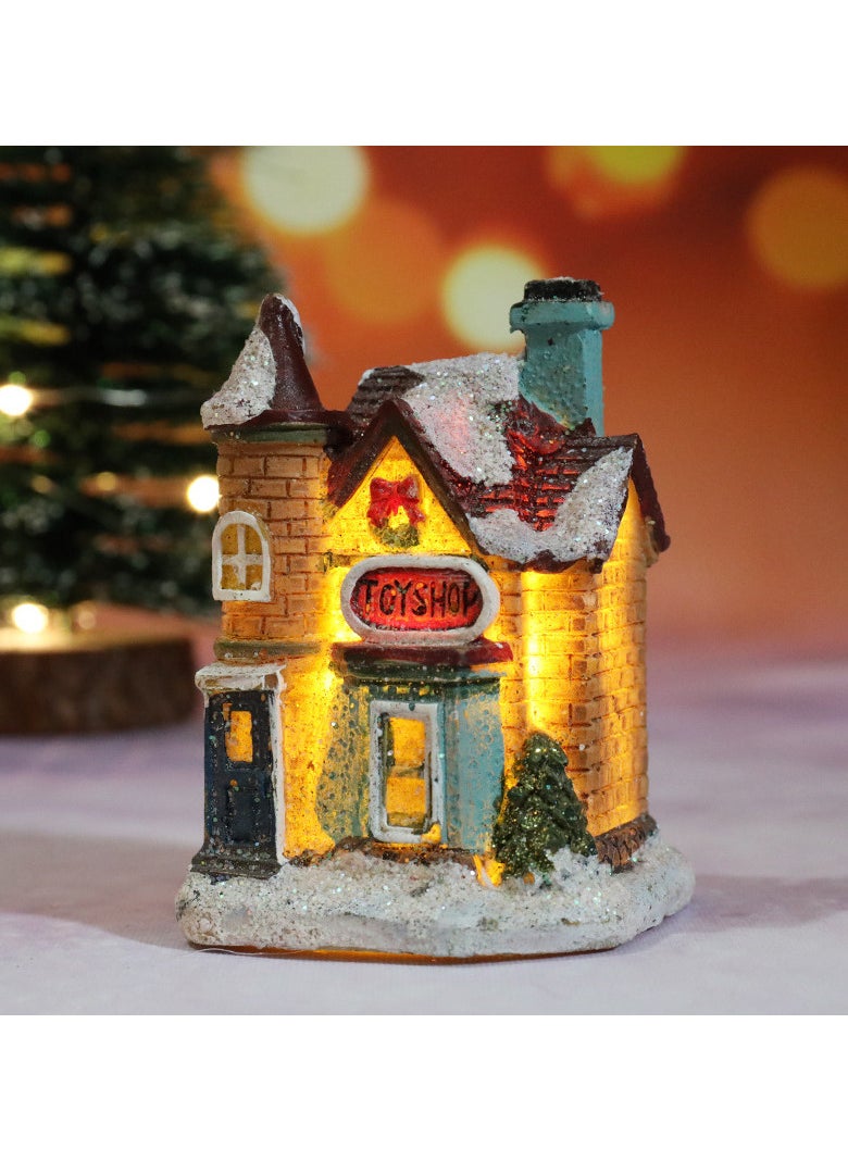 Christmas Village Sets LED Lighted Christmas Village Houses with Figurines, Christmas Village Collection Indoor Room Decor Collectible Buildings (6 Pack)