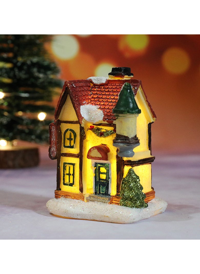 Christmas Village Sets LED Lighted Christmas Village Houses with Figurines, Christmas Village Collection Indoor Room Decor Collectible Buildings (6 Pack)