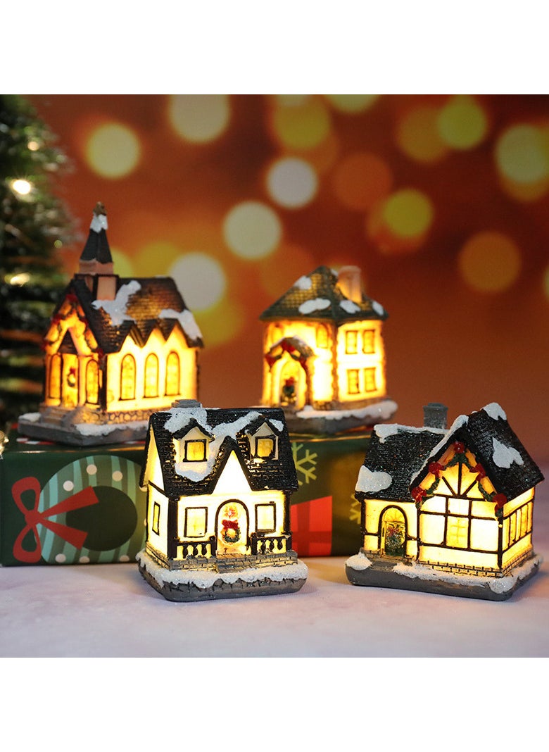 Christmas Village Sets LED Lighted Christmas Village Houses with Figurines, Christmas Village Collection Indoor Room Decor Collectible Buildings (6 Pack)