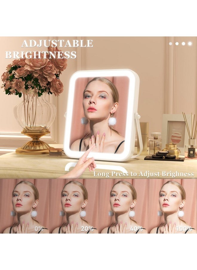 Home Mirror, 10X12 Inches Lighted Vanity Makeup Mirror, Dimmable Touch Screen, Tabletop Mount, Usb Plug-In, Adjustable, Portable