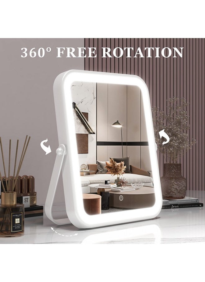 Home Mirror, 10X12 Inches Lighted Vanity Makeup Mirror, Dimmable Touch Screen, Tabletop Mount, Usb Plug-In, Adjustable, Portable