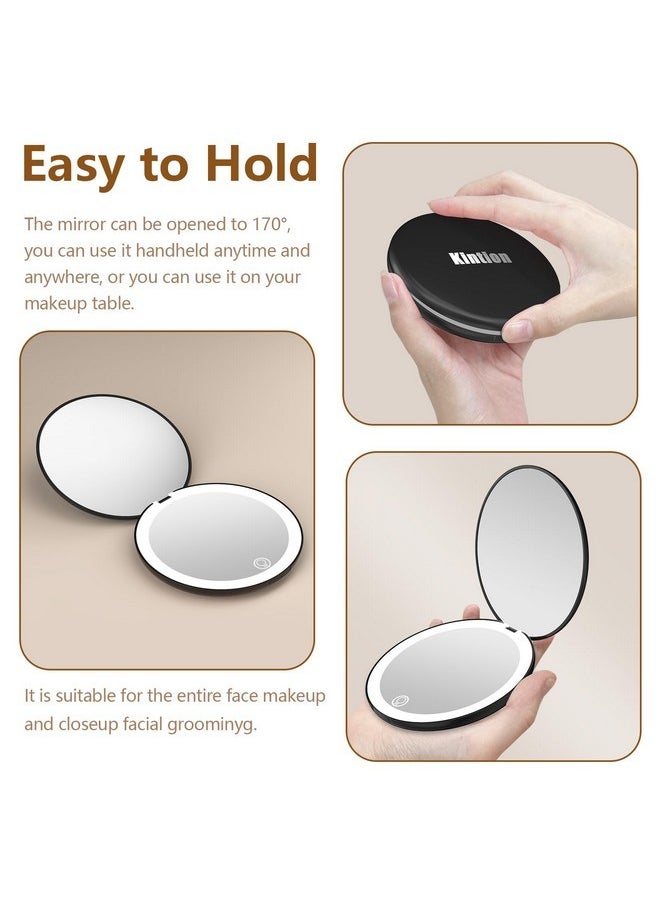 Travel Mirror With Light, 1X/10X Magnification Compact Mirror, 4