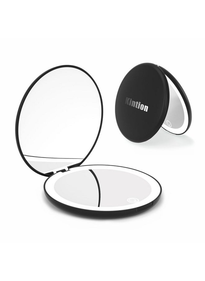 Travel Mirror With Light, 1X/10X Magnification Compact Mirror, 4