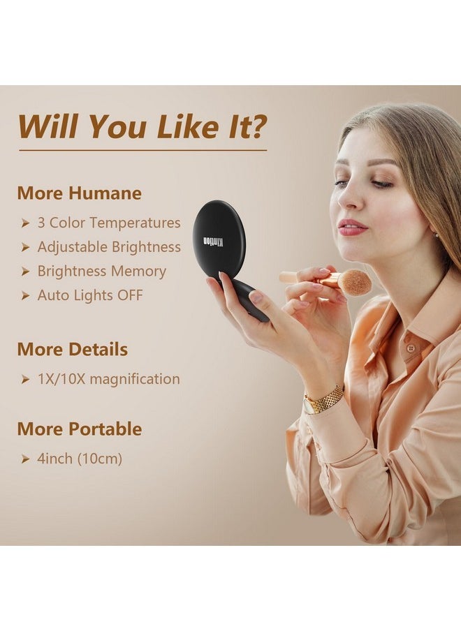 Travel Mirror With Light, 1X/10X Magnification Compact Mirror, 4