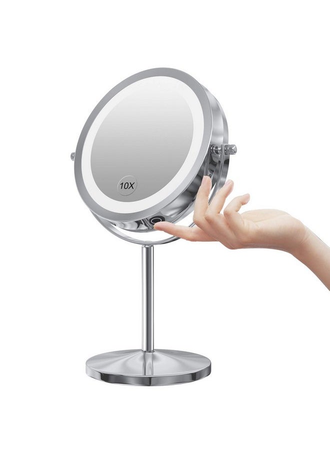 Led Makeup Mirror 1X/10X Magnifying With Touch Screen Adjustable Led Light, 7