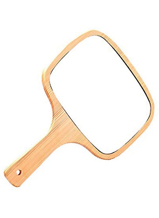 Wood Mirror Natural Wooden Hand Mirror Vintage Portable Compact Makeup Vanity Hand Held With Handle Dressing Table Shaving And For Travel Kit (Big Squareover The Door Mountingframed)