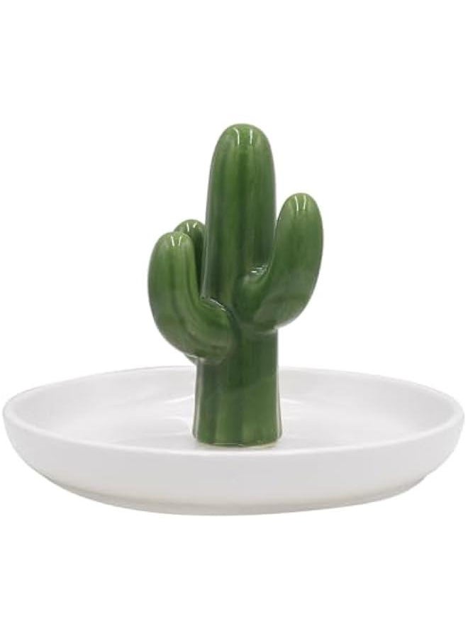 Bathroom Jewelry Tray Ring Holder Trinket Organizer Earrings Storage Case Gift for Birthday  Wedding,Cactus