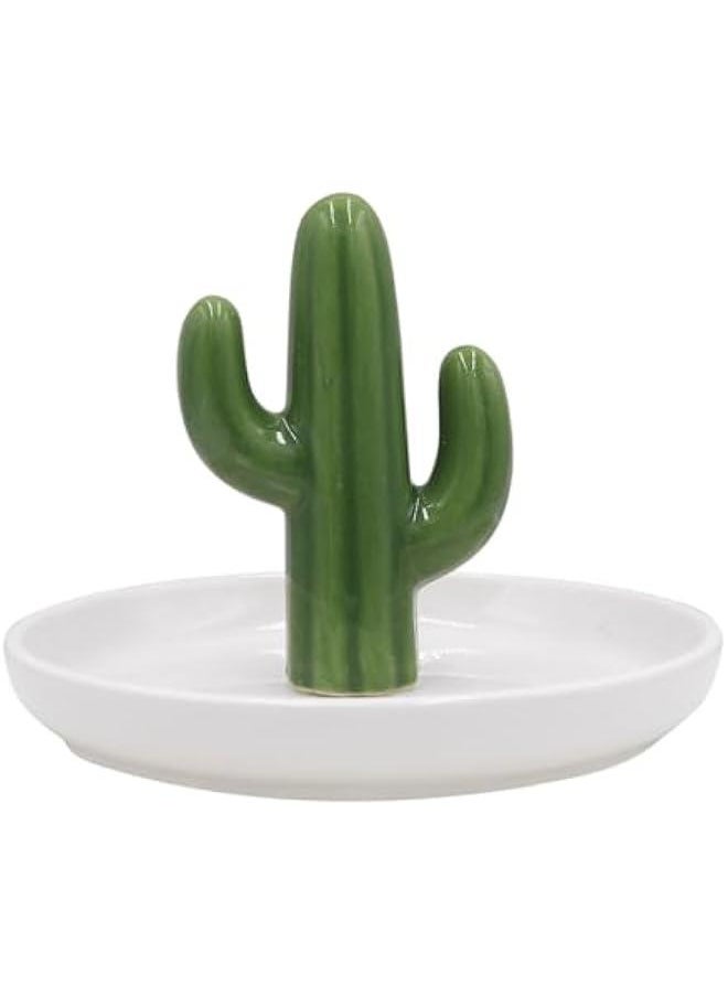 Bathroom Jewelry Tray Ring Holder Trinket Organizer Earrings Storage Case Gift for Birthday  Wedding,Cactus