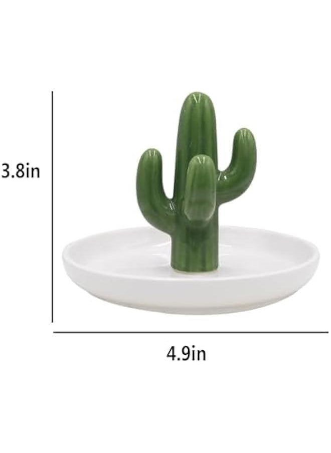Bathroom Jewelry Tray Ring Holder Trinket Organizer Earrings Storage Case Gift for Birthday  Wedding,Cactus