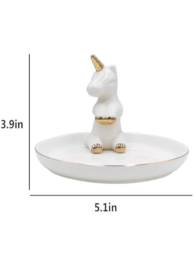 Bathroom Jewelry Tray Ring Holder Trinket Organizer Earrings Storage Case Gift for Birthday  Wedding,Unicorn 2#