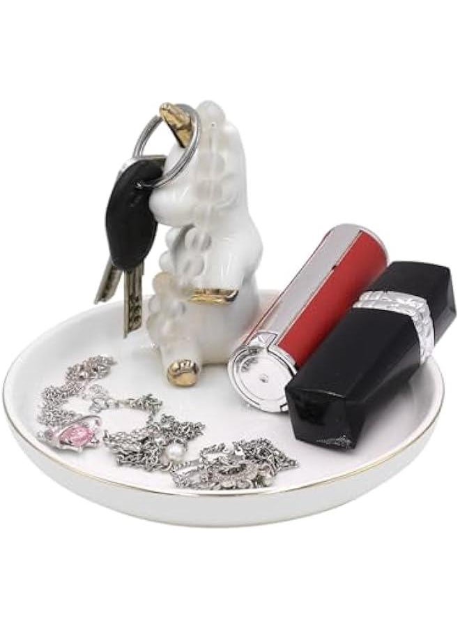 Bathroom Jewelry Tray Ring Holder Trinket Organizer Earrings Storage Case Gift for Birthday  Wedding,Unicorn 2#