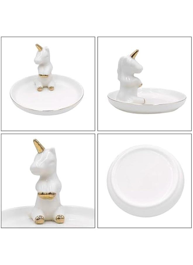 Bathroom Jewelry Tray Ring Holder Trinket Organizer Earrings Storage Case Gift for Birthday  Wedding,Unicorn 2#