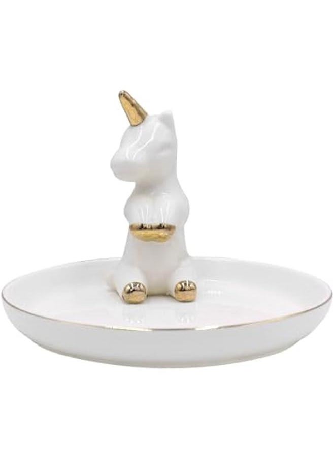 Bathroom Jewelry Tray Ring Holder Trinket Organizer Earrings Storage Case Gift for Birthday  Wedding,Unicorn 2#