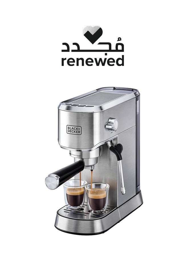 Renewed - Espresso Coffee Machine With Milk Frother & 15 Bar Pump Pressure (Damaged Box) 1 L 1450 W ECM150-B5 Silver