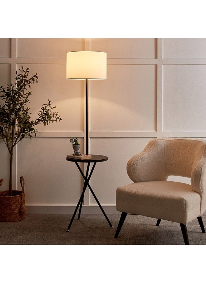 Omega Metal Floor Lamp with Side Table and Fabric Shade 37 x 163 x 37 cm